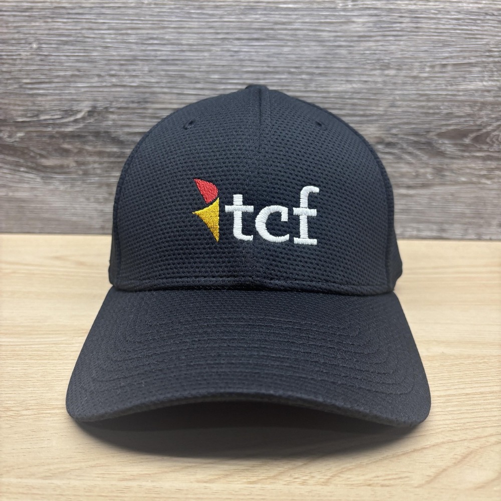 TCF Hat Cap Fitted Mens Small Medium Black Mesh New Era 39THIRTY Logo